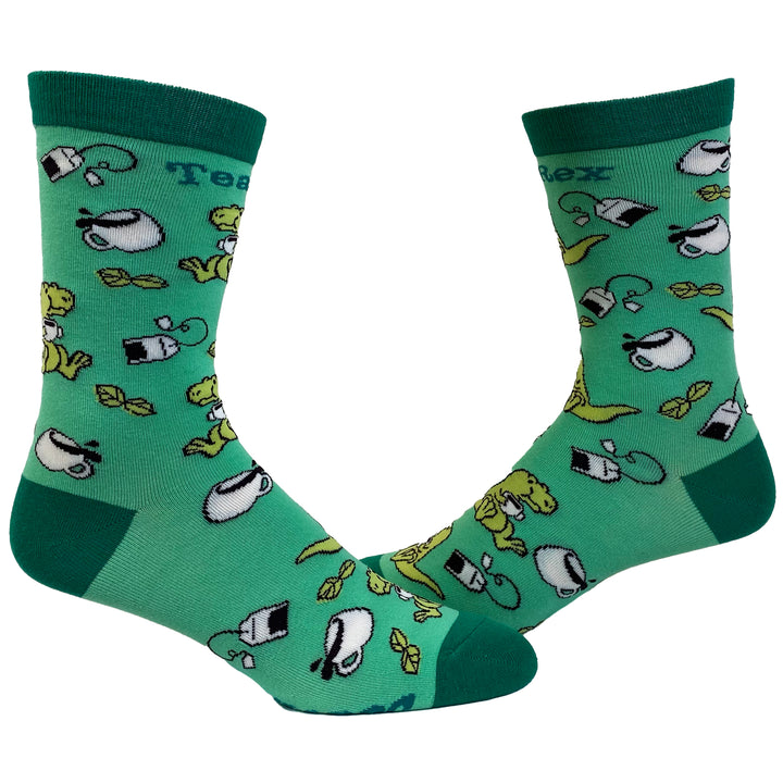 Funny Green Womens Tea Rex Sock Nerdy Dinosaur Tee