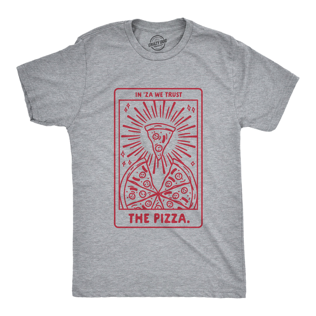 Funny Light Heather Grey Pizza Tarot Card Mens T Shirt Nerdy food Tee