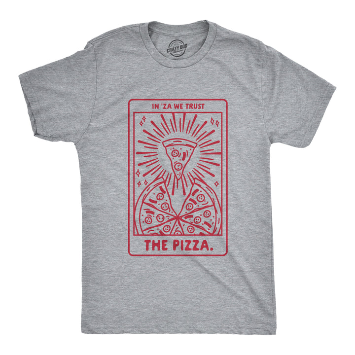 Funny Light Heather Grey Pizza Tarot Card Mens T Shirt Nerdy food Tee