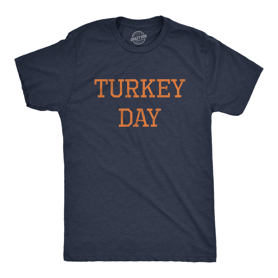 Funny Heather Navy Turkey Day Mens T Shirt Nerdy Thanksgiving Tee