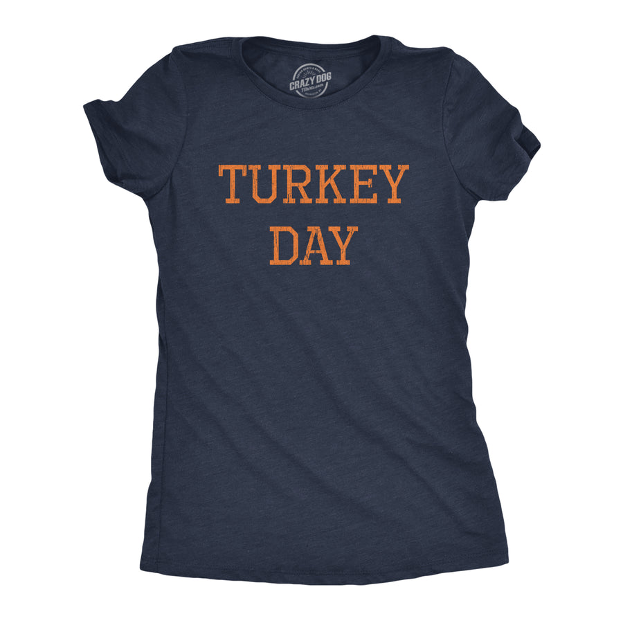 Funny Heather Navy Turkey Day Womens T Shirt Nerdy Thanksgiving Tee