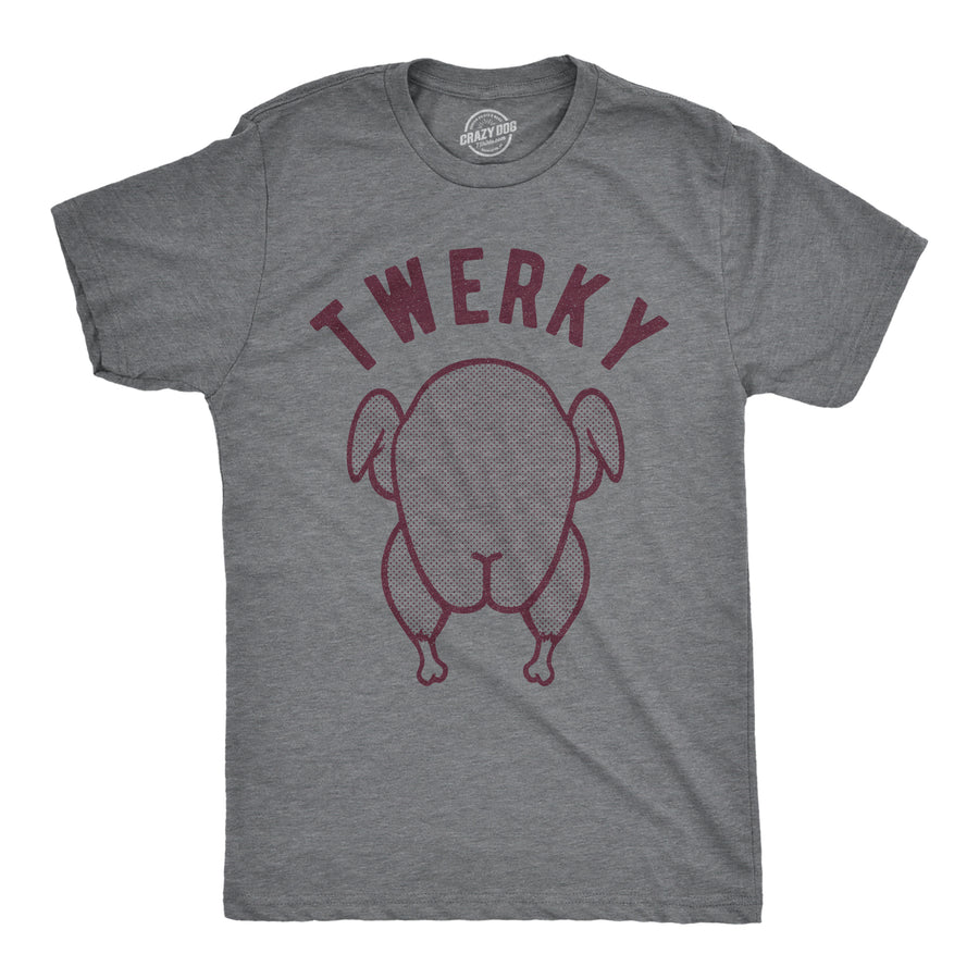 Funny Dark Heather Grey Twerky Mens T Shirt Nerdy Thanksgiving Sex Tee