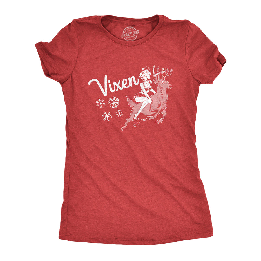 Funny Heather Red Vixen Womens T Shirt Nerdy Christmas Sex Tee