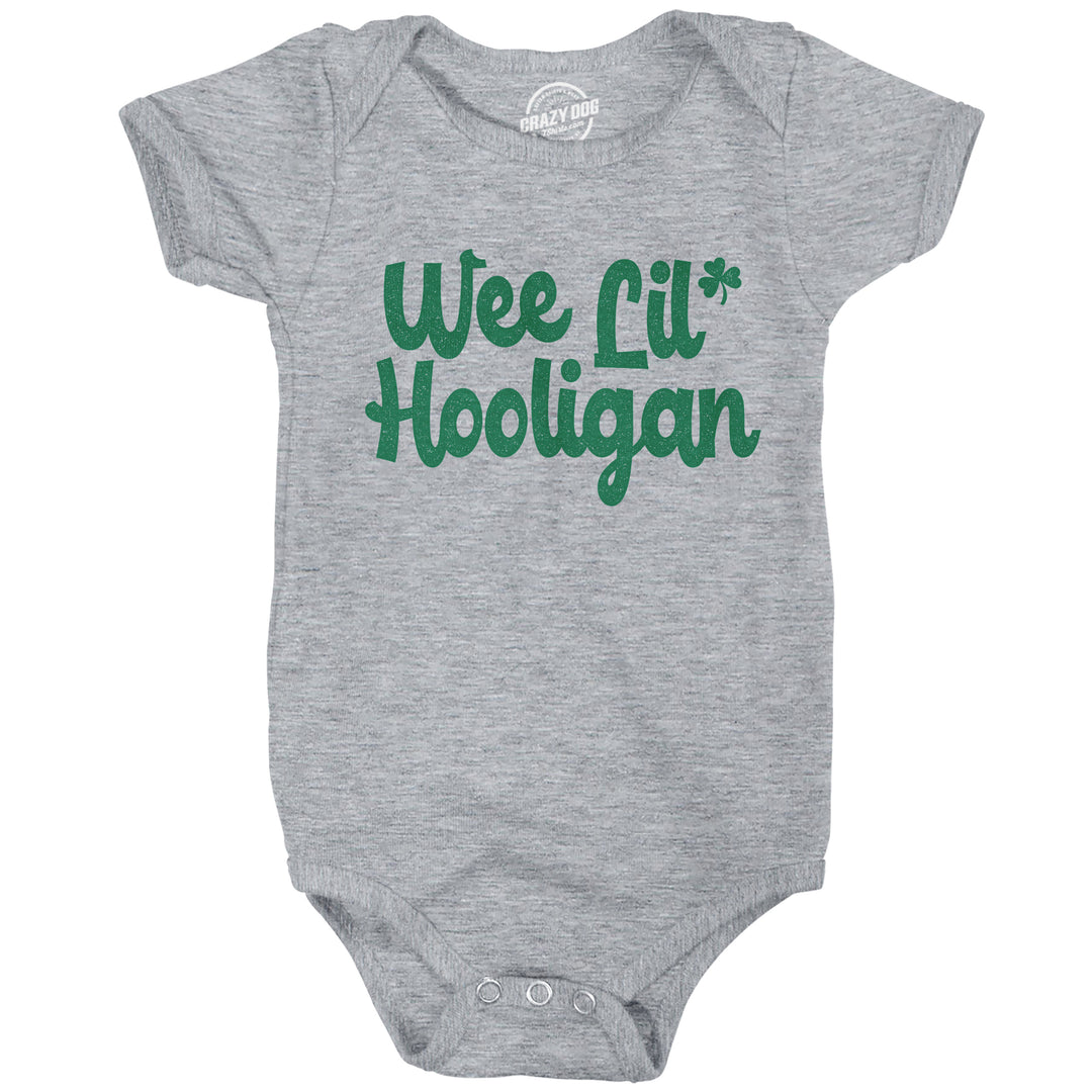 Funny Light Heather Grey Wee Lil Hooligan Onesie Nerdy Saint Patrick's Day Tee