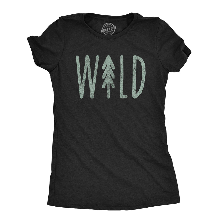 Funny Heather Black Wild Womens T Shirt Nerdy Camping Tee