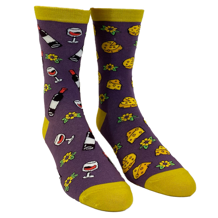 Womens Wine And Cheese Socks