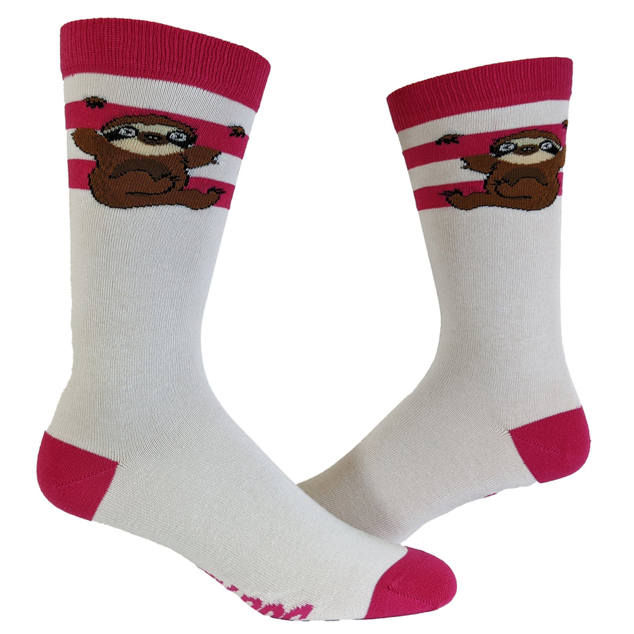 Funny White Womens Sloth Sock Nerdy Animal Introvert Tee