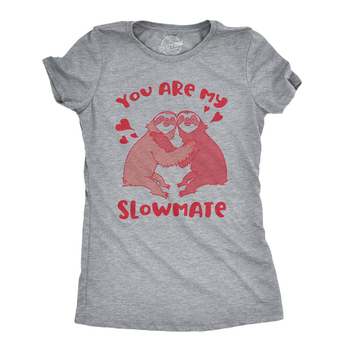 Funny Light Heather Grey Slowmate Womens T Shirt Nerdy Valentine's Day Animal Tee