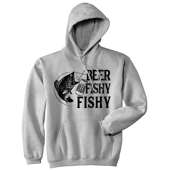 Funny Heather Grey Beer Fishy Fishy Hoodie Nerdy Fishing Fishing Beer Tee