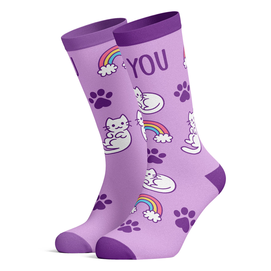 Funny Purple Women's Be You Sock Nerdy Cat Tee