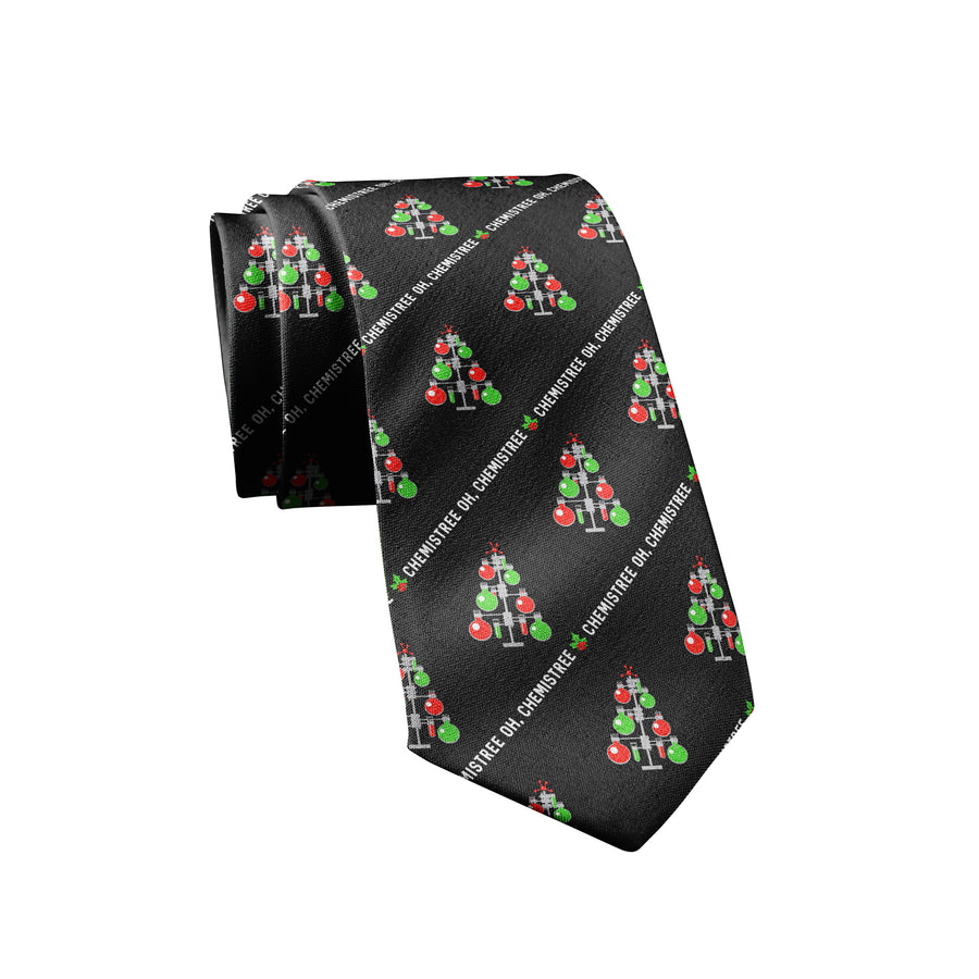 Funny Black Chemistree Neck Tie Nerdy Christmas Science Tee