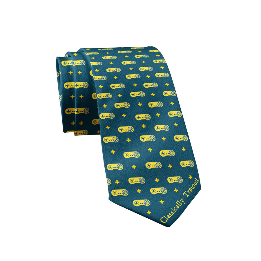 Funny Green Classically Trained Neck Tie Nerdy Video Games Retro Tee