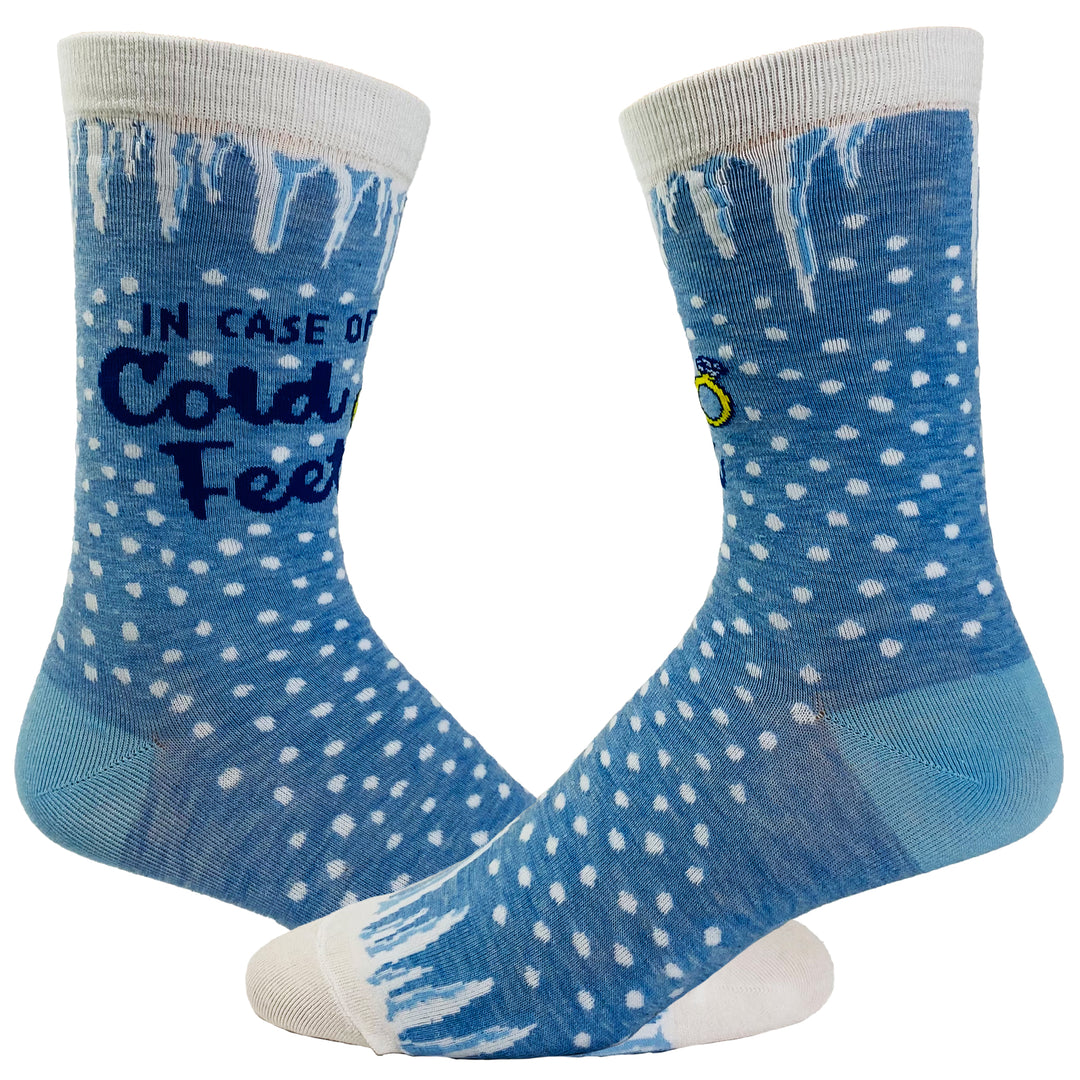 Funny Blue Women's In Case Of Cold Feet Sock Nerdy Wedding Tee