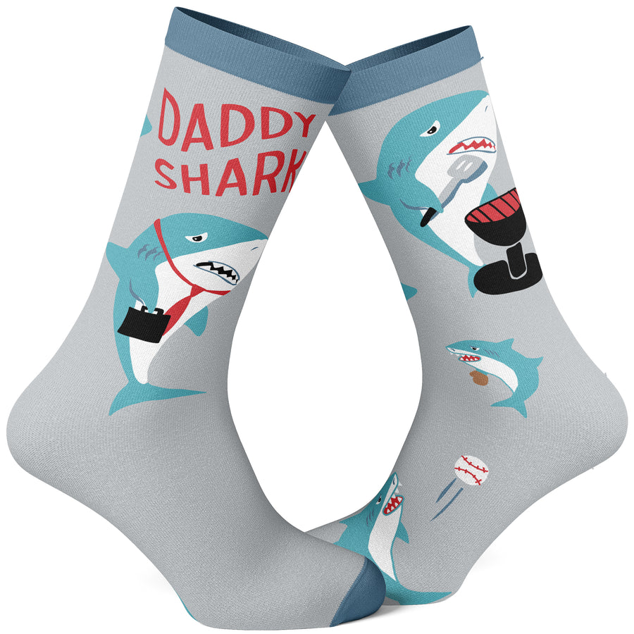 Funny Grey - DADDY SHARK 2 Daddy Shark V2 Sock Nerdy Father's Day Shark Week Tee