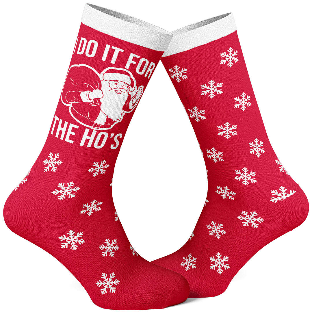 Funny Red Mens I Do It For The Ho's Sock Nerdy Christmas Sex Tee