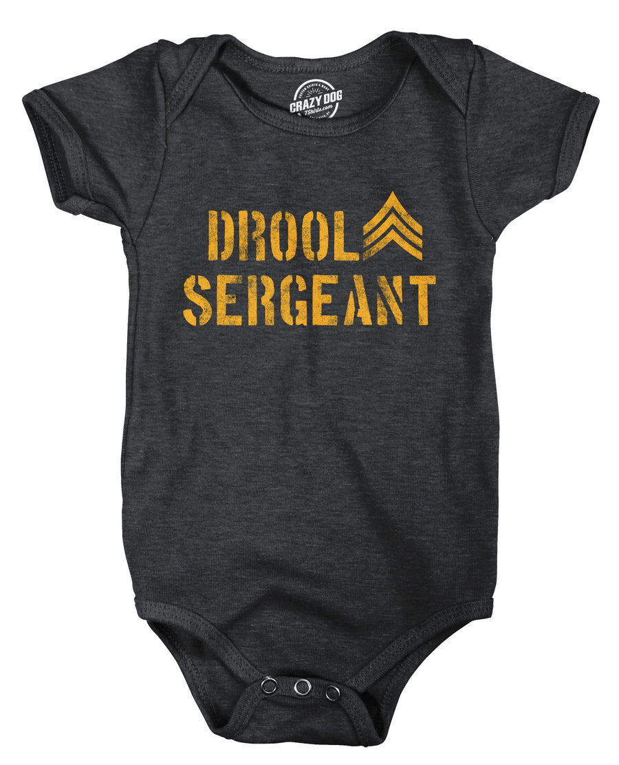 Funny Heather Black Drool Sergeant Onesie Nerdy Sarcastic Tee