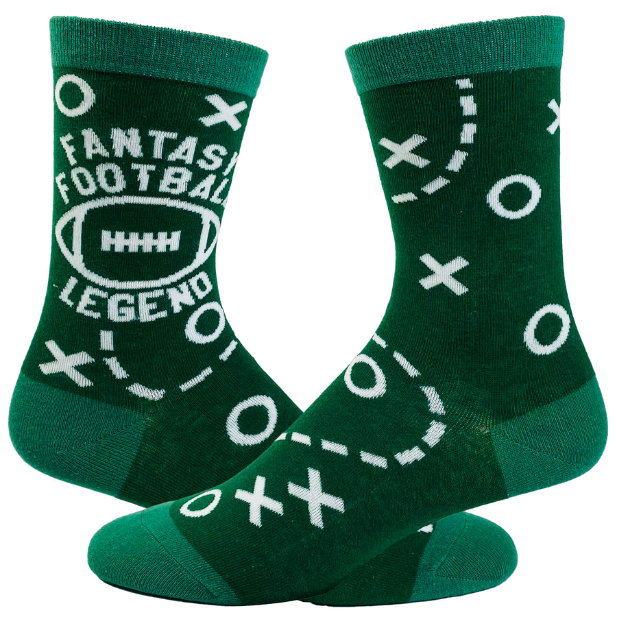 Funny Green Youth Fantasy Football Legend Sock Nerdy Football Tee