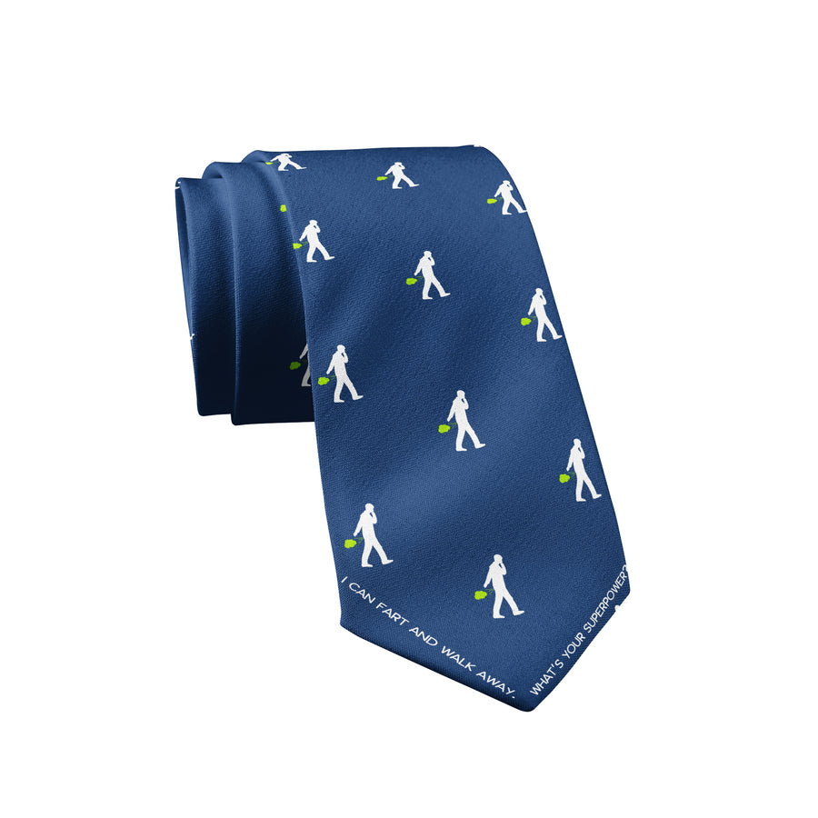 Funny Blue I Can Fart And Walk Away At The Same Time Neck Tie Nerdy Toilet Tee