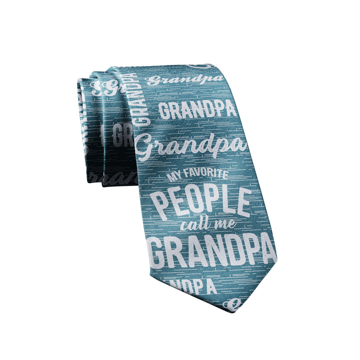 Funny Green My Favorite People Call Me Grandpa Neck Tie Nerdy Father's Day Grandfather Tee