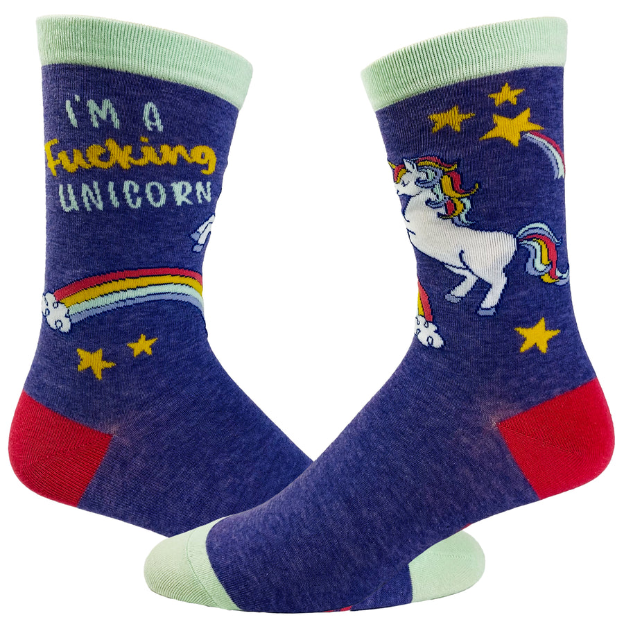 Funny Purple Women's I'm A Fucking Unicorn Sock Nerdy Unicorn Tee