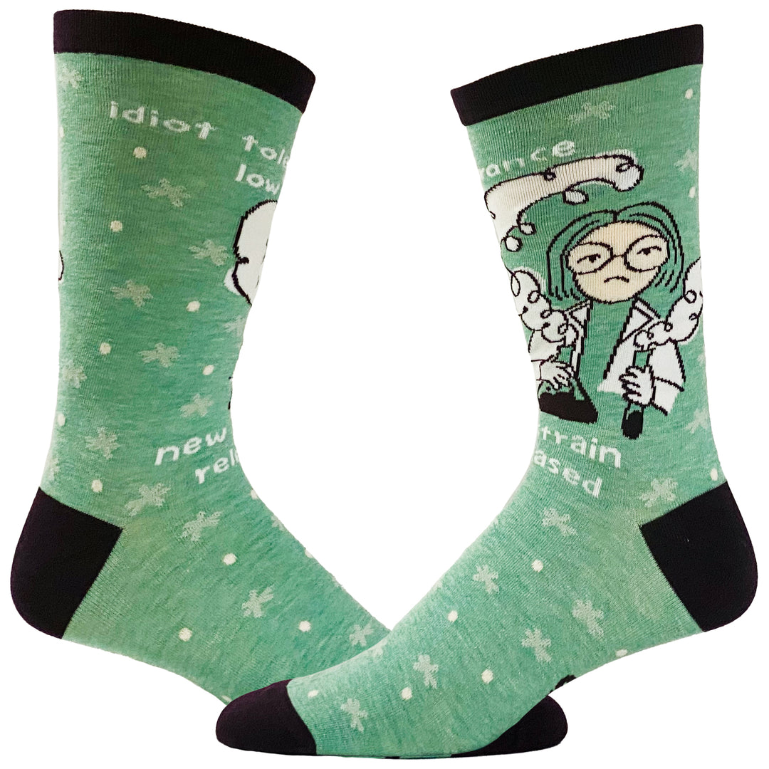 Funny Green Women's Idiot Tolerance Low Sock Nerdy Sarcastic Science Tee