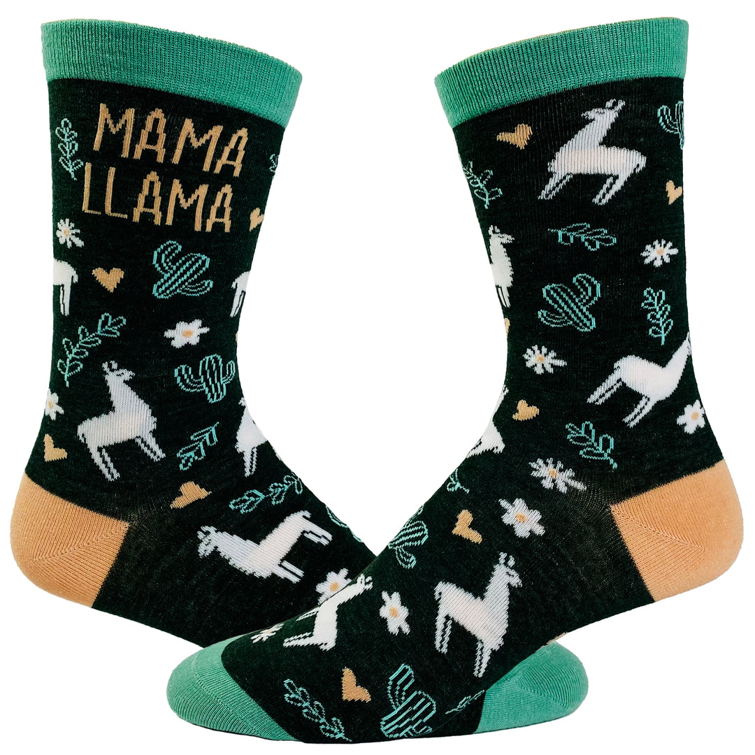 Funny Black Women's Mama Llama Sock Nerdy Mother's Day Animal Tee