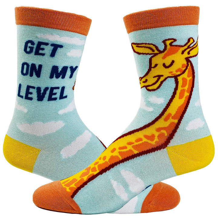 Funny Blue Youth Get On My Level Sock Nerdy Animal Tee