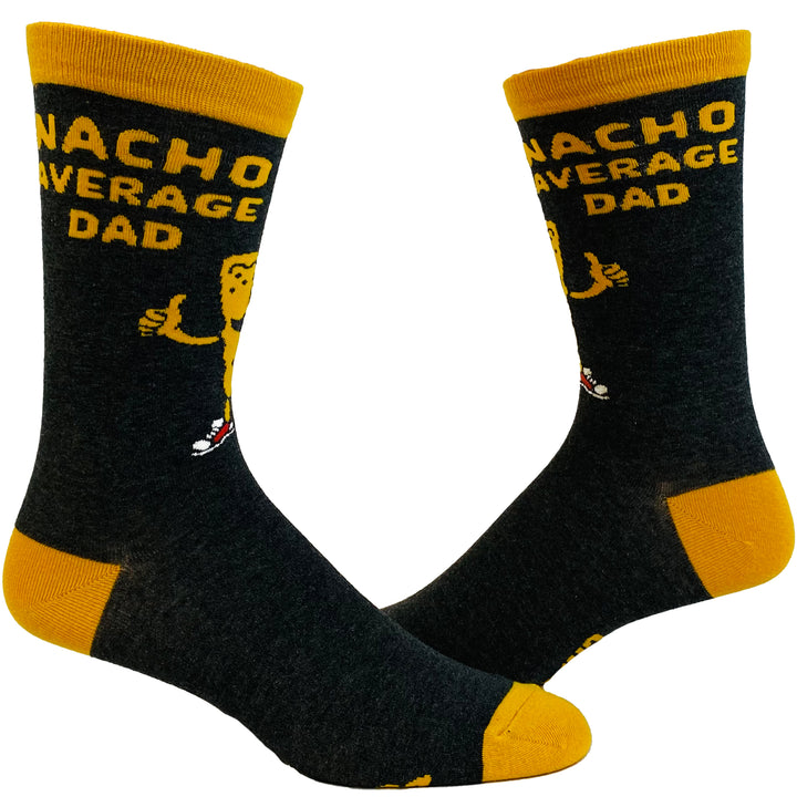 Funny Black Men's Nacho Average Dad Sock Nerdy Father's Day Cinco De Mayo Tee