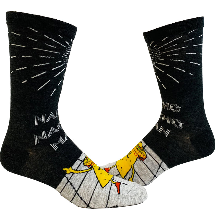 Funny Black Men's Nacho Nacho Man Sock Nerdy Cinco De Mayo Food Tee