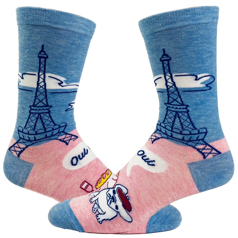 Funny Multi Women's Oui Oui Sock Nerdy Dog Tee