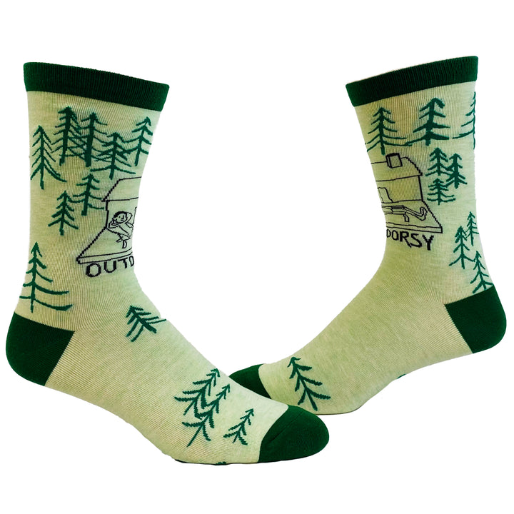 Funny Green Men's Outdoorsy Sock Nerdy Camping Tee