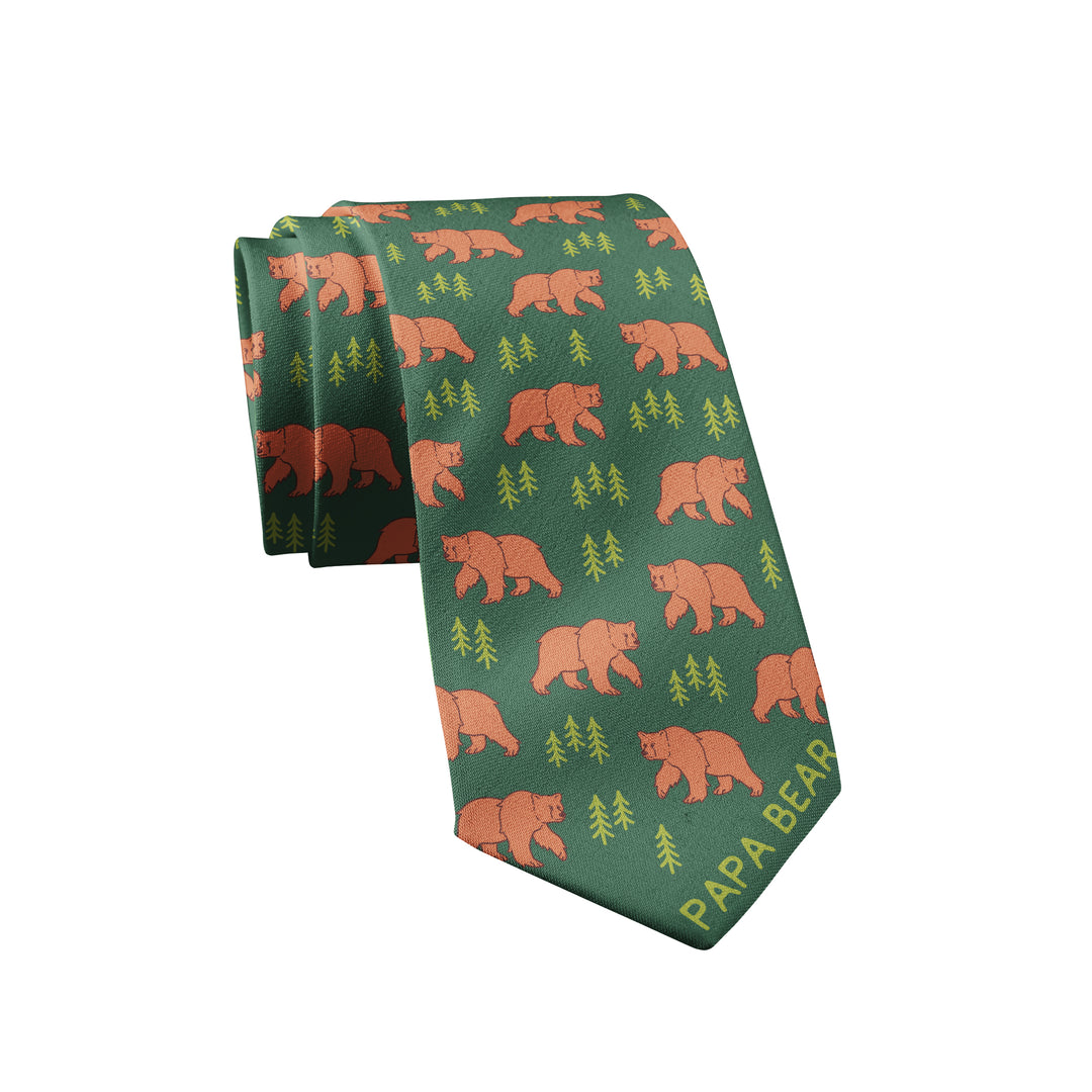 Funny Papa Bear Papa Bear Neck Tie Nerdy Father's Day Animal Tee