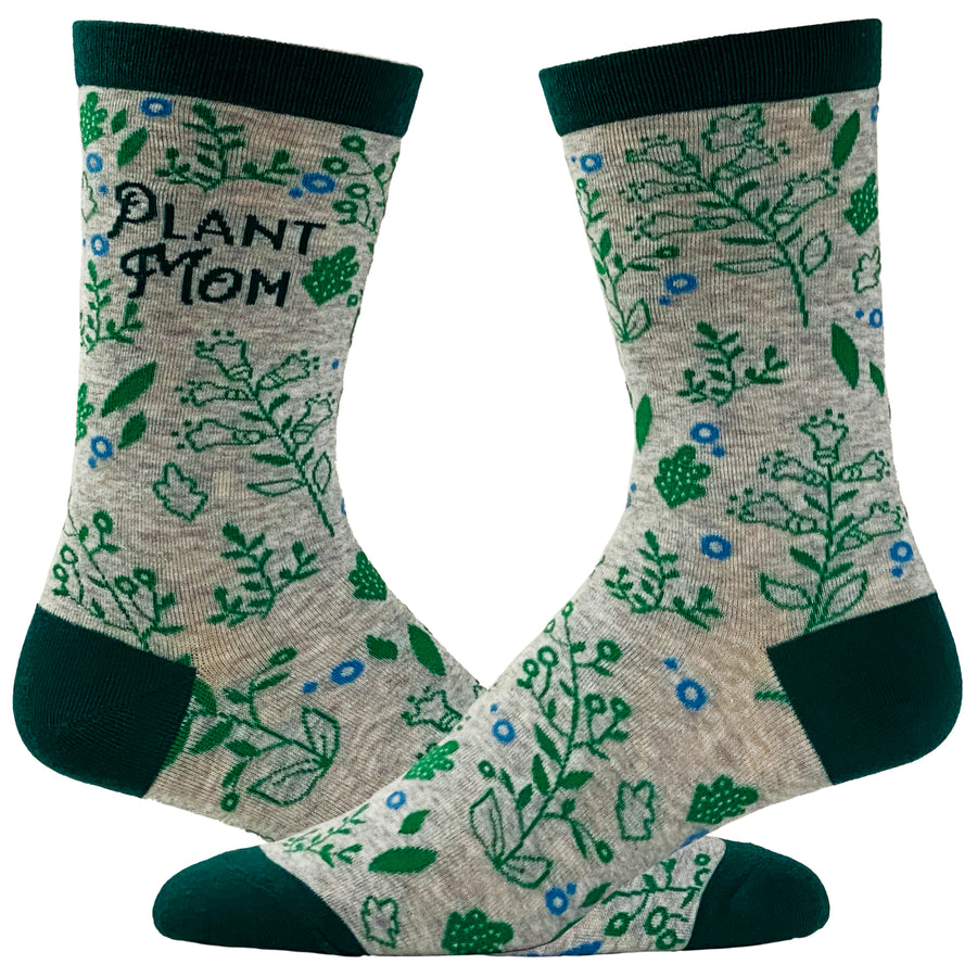 Funny Grey Women's Plant Mom Sock Nerdy Mother's Day Earth Tee