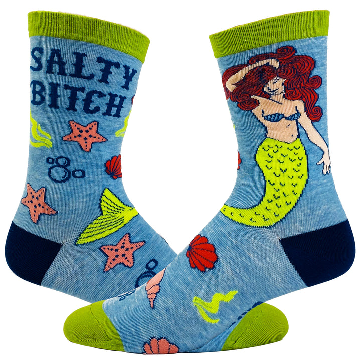 Funny Blue Women's Salty Bitch Sock Nerdy Vacation Tee