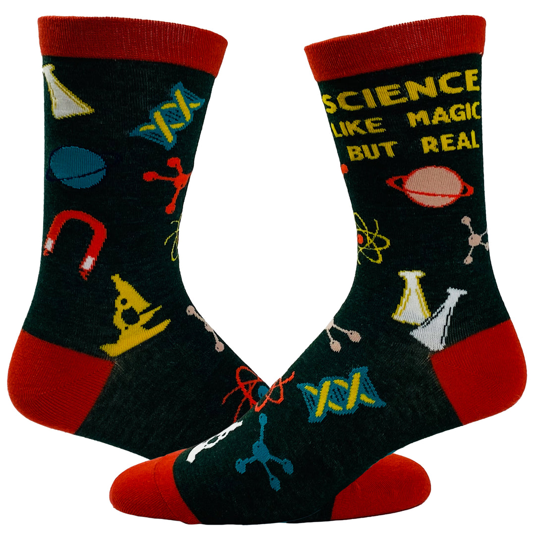 Funny Black Men's Science Like Magic But Real Sock Nerdy Science Tee