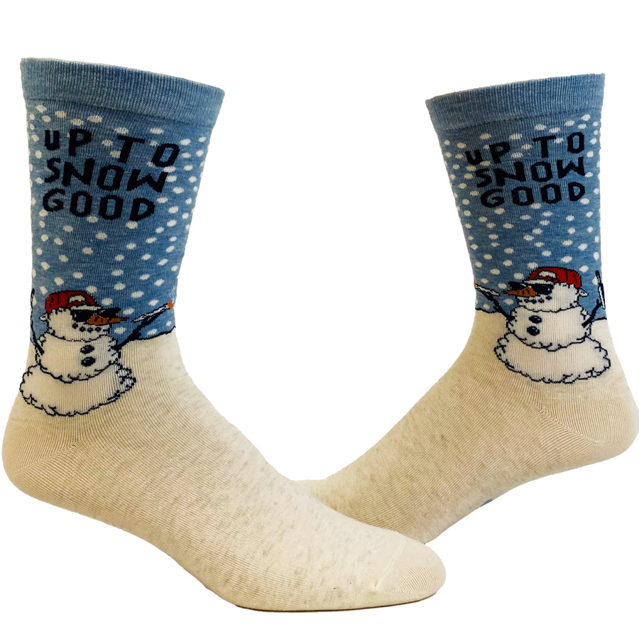 Funny Blue Men's Up To Snow Good Sock Nerdy Christmas Tee