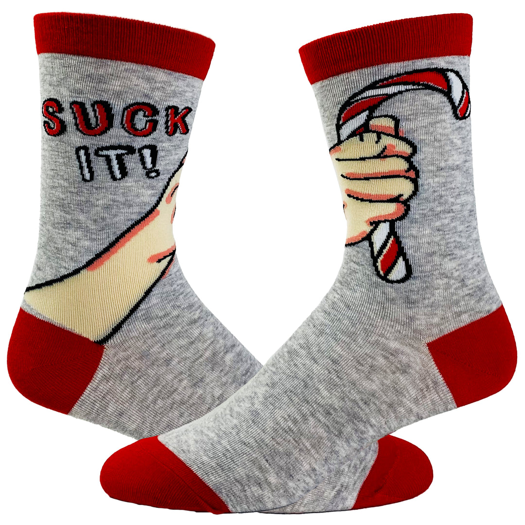 Funny Grey Men's Suck It Sock Nerdy Christmas Sex Tee