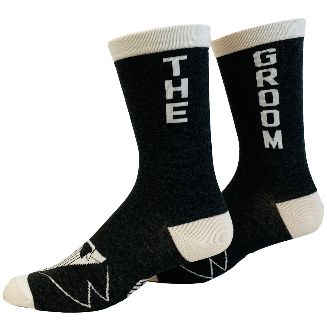 Funny Black Men's The Groom Sock Nerdy Wedding Tee