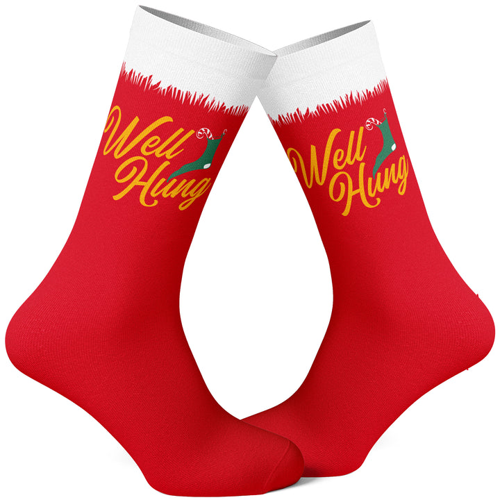 Funny Red Mens Well Hung Sock Nerdy Christmas Sex Tee