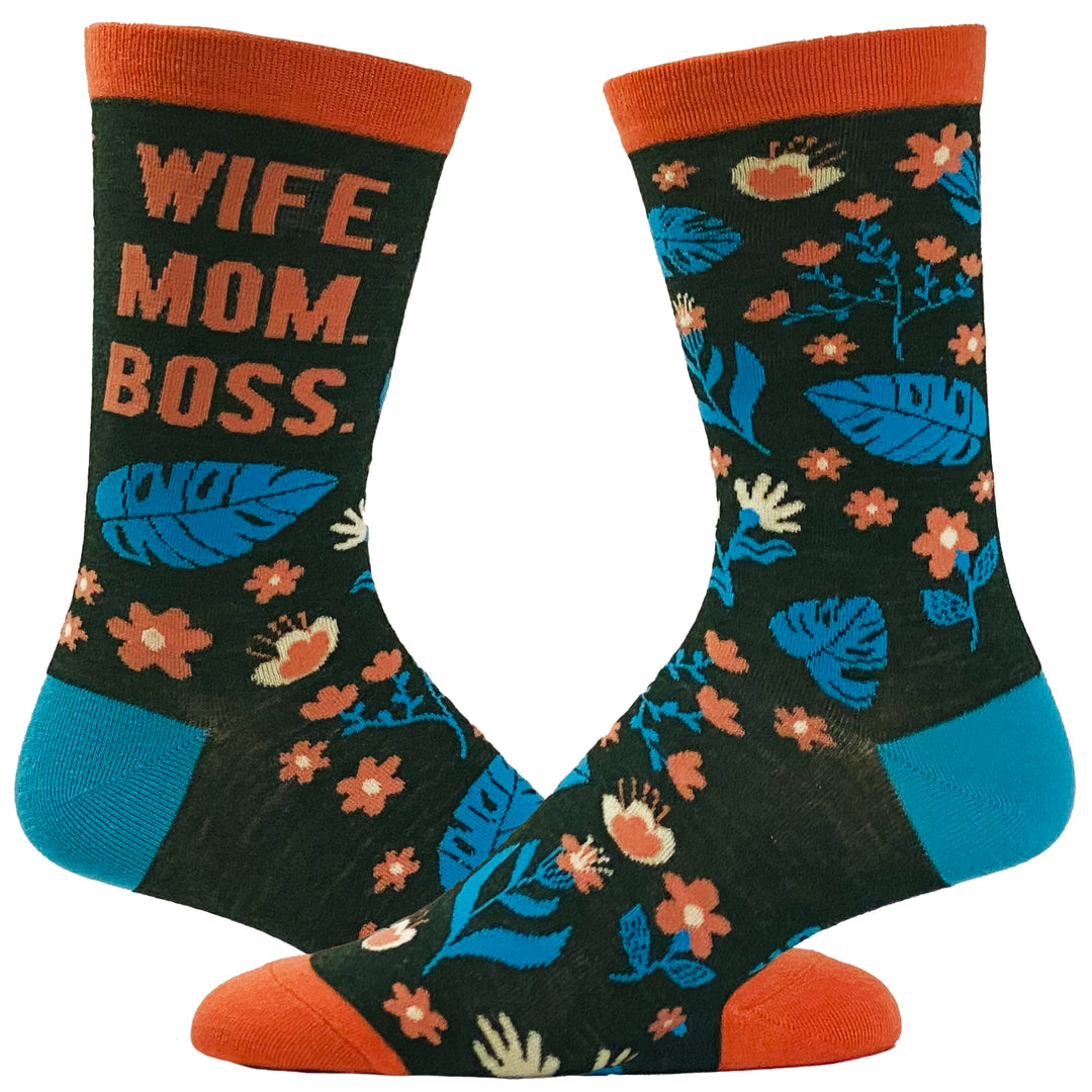 Funny Green Women's Wife Mom Boss Sock Nerdy Mother's Day Tee