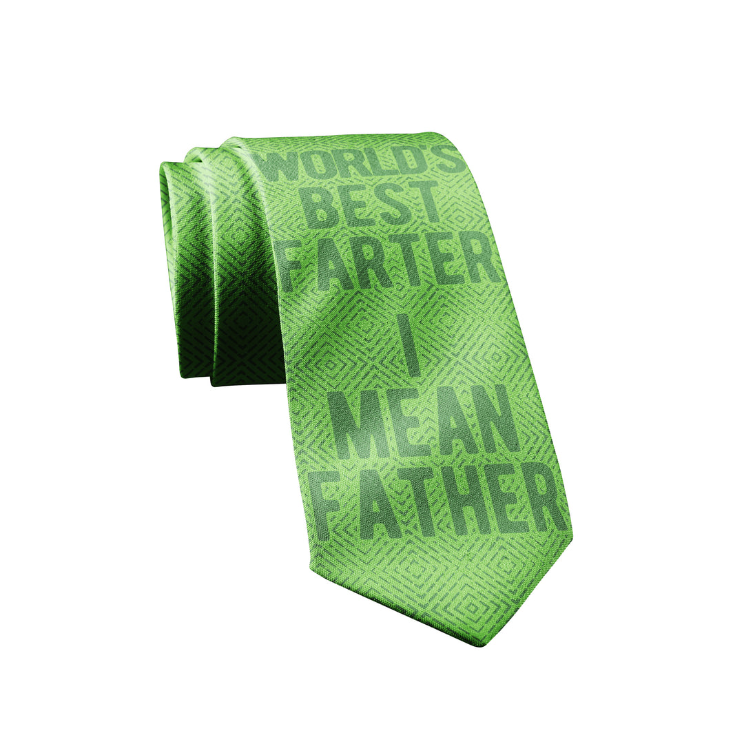 Funny Green World's Best Farter I Mean Father Neck Tie Nerdy Father's Day Toilet Tee