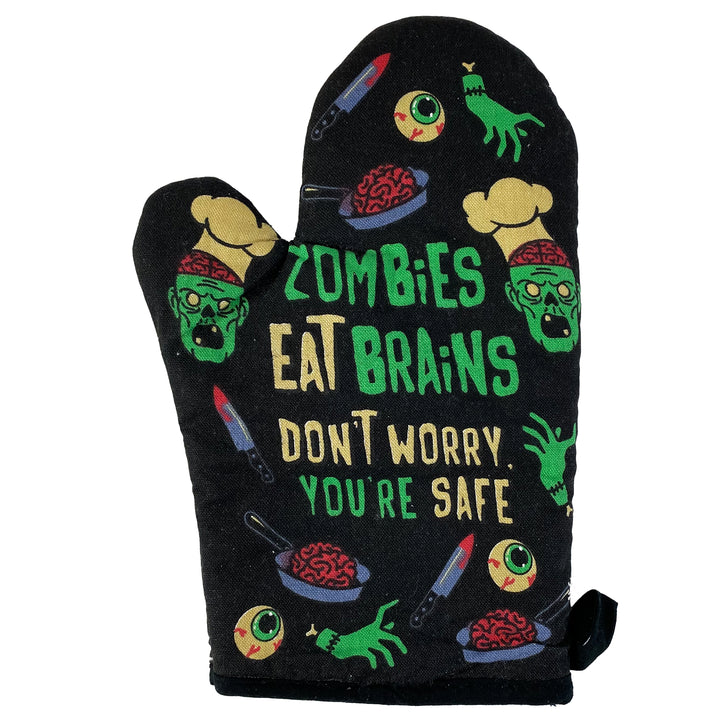 Funny Black Zombies Eat Brains Oven Mitt Nerdy Halloween Zombie Tee