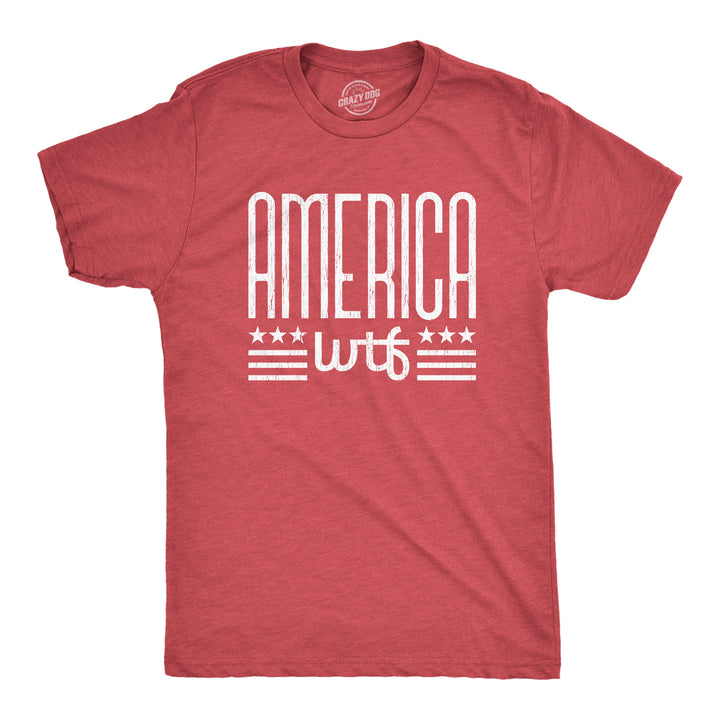 Funny Red America WTF Mens T Shirt Nerdy Fourth Of July Tee