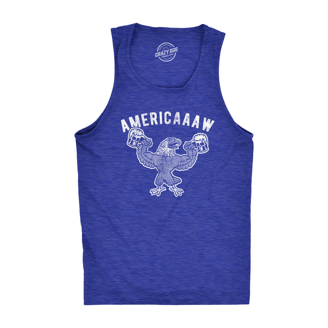 Funny Heather Royal Americaaaw Mens Tank Top Nerdy Fourth of July Beer Tee