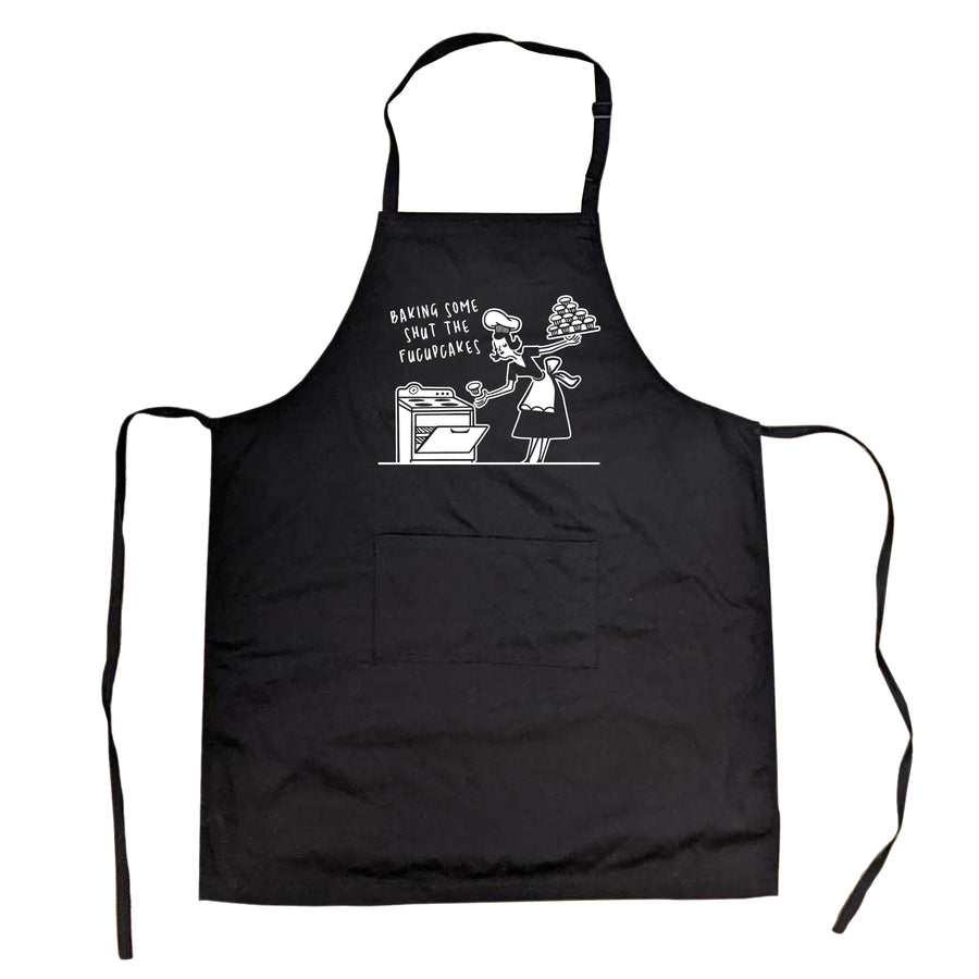 Funny Black Baking Some Shut The Fucupcakes Apron Nerdy Food Tee