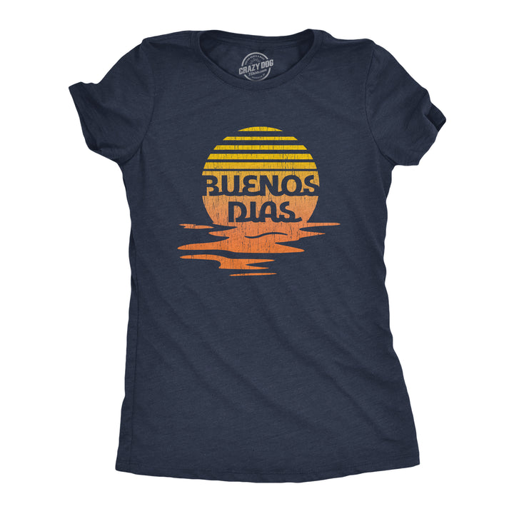 Funny Heather Navy Buenos Dias Womens T Shirt Nerdy Vacation Tee