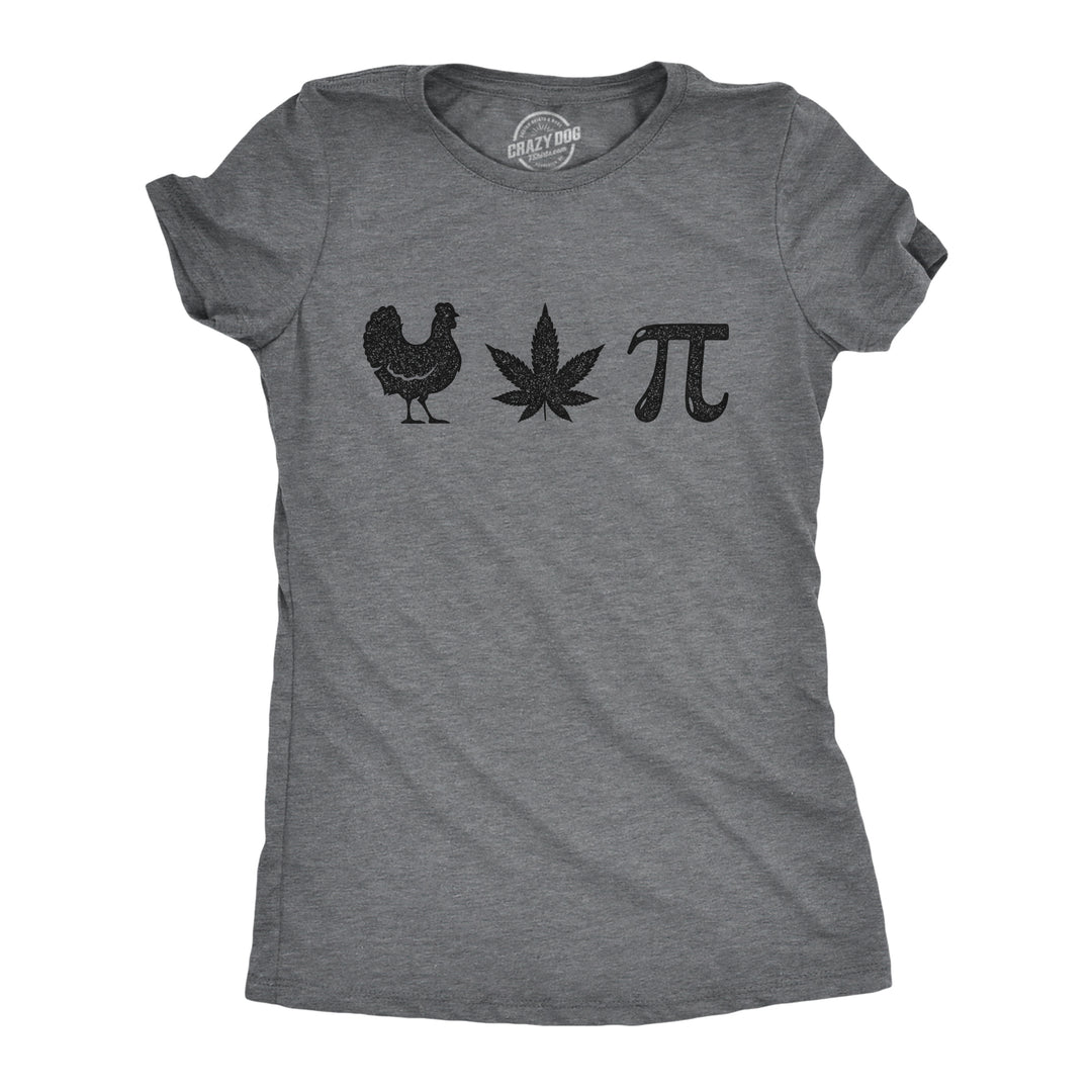 Funny Dark Heather Grey Chicken Pot Pi Womens T Shirt Nerdy 420 Nerdy Tee