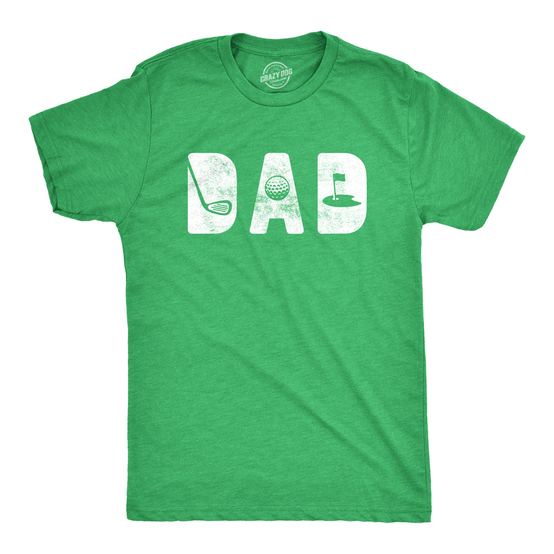 Funny Heather Green Dad Golf Mens T Shirt Nerdy Father's Day Golf Tee