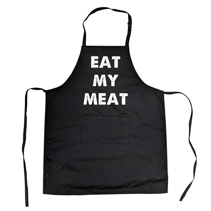 Funny Black Eat My Meat Apron Nerdy sex Food Tee