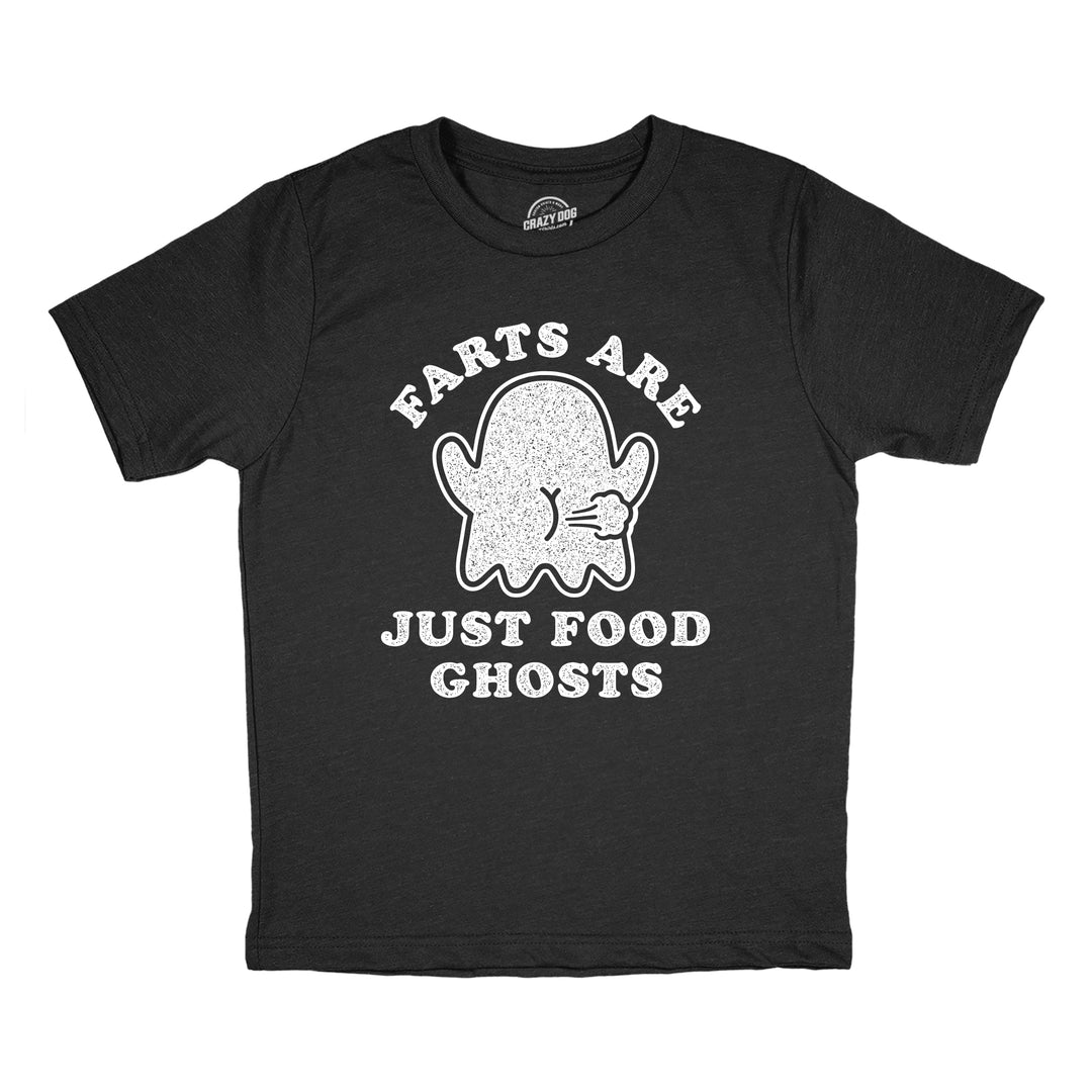 Funny Heather Black Farts Are Just Food Ghosts Youth T Shirt Nerdy Halloween Toilet Tee